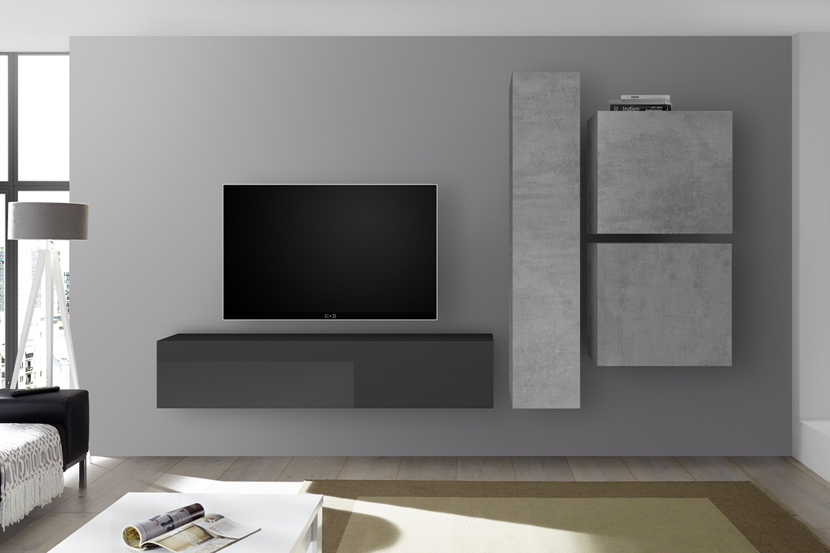 Elemento de pared TV vertical acabado cemento ETERNEL