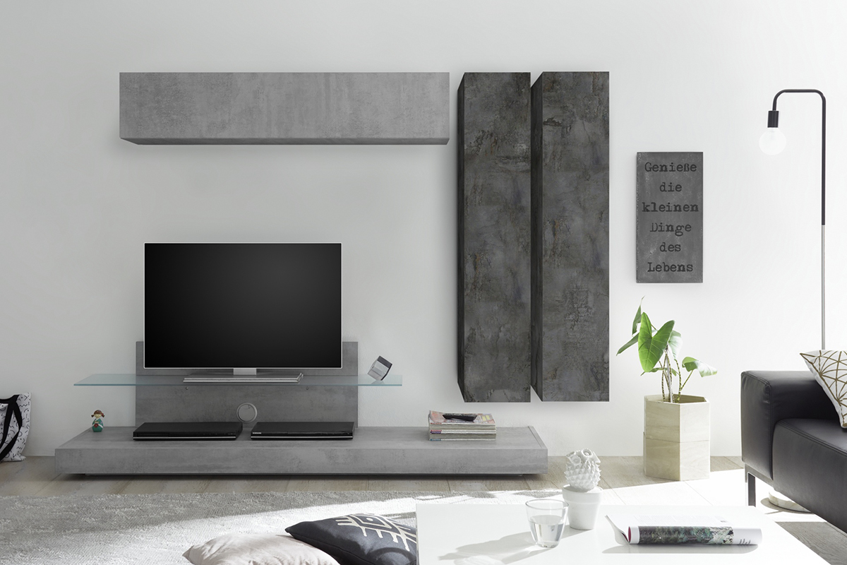 Elemento de pared TV vertical acabado envejecido ETERNEL