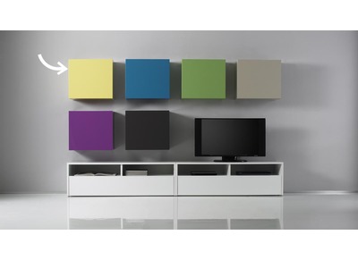 Elemento mural COLORED cuadrado lacado amarillo