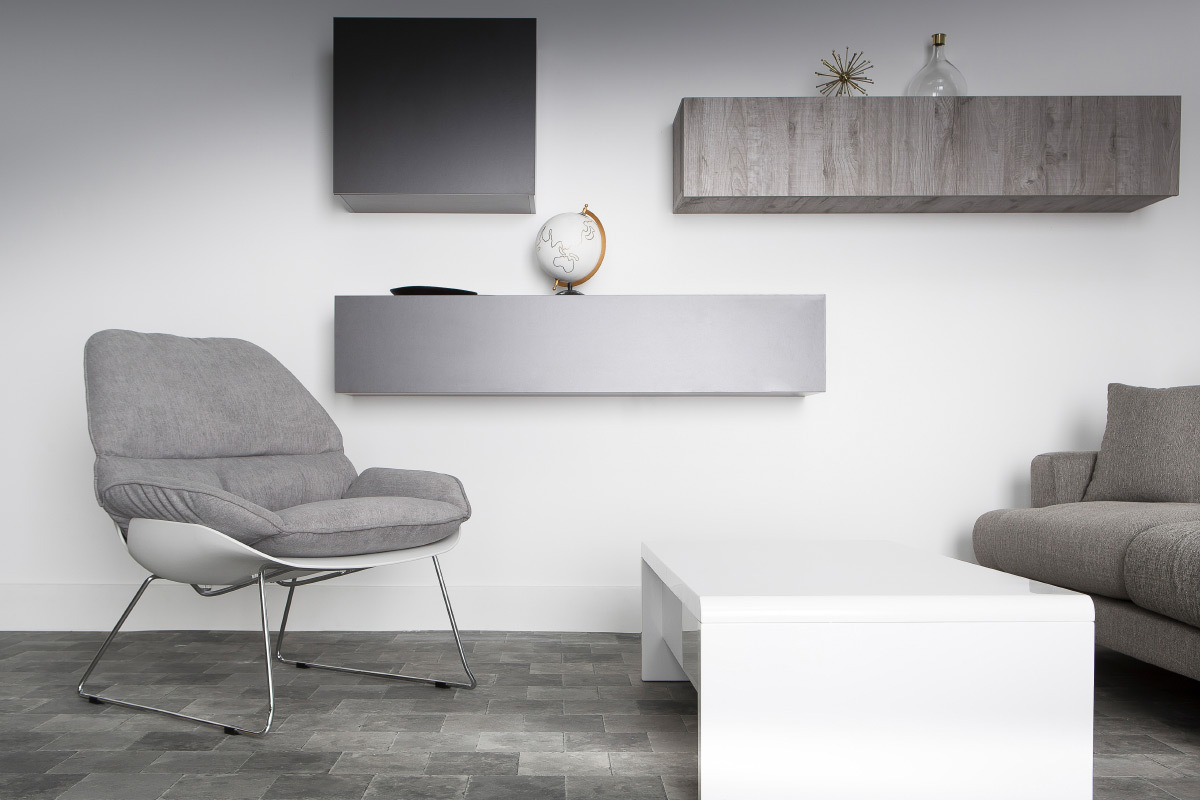 Elemento mural TV diseo madera gris horizontal COLORED V2