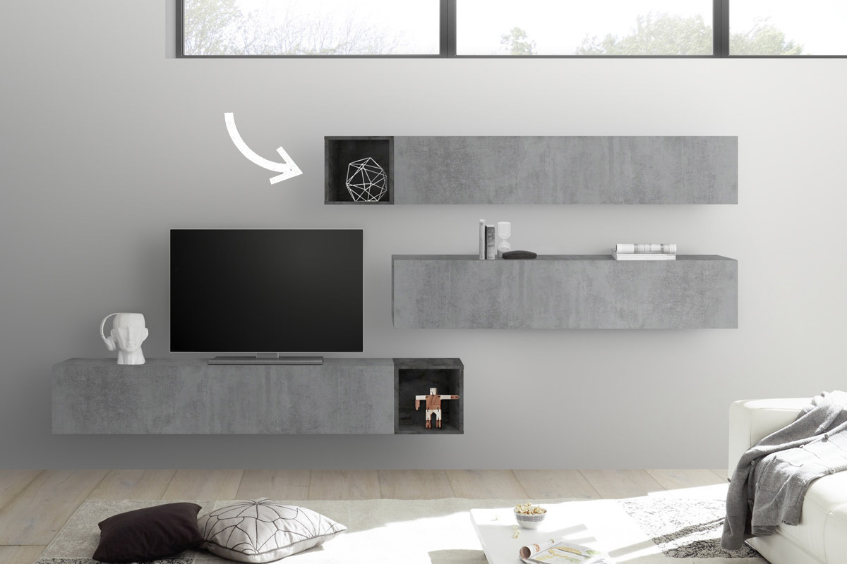 Elementos de pared cuadrados lacado gris (lote de 2) ETERNEL