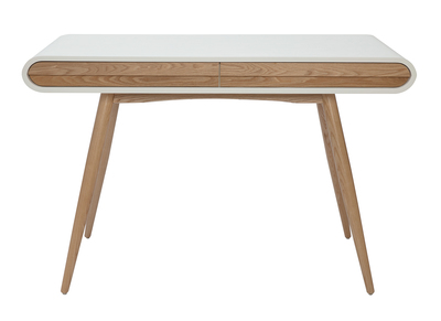 Escritorio con almacenaje 2 cajones escandinavo madera clara y blanco L120 cm BJORG