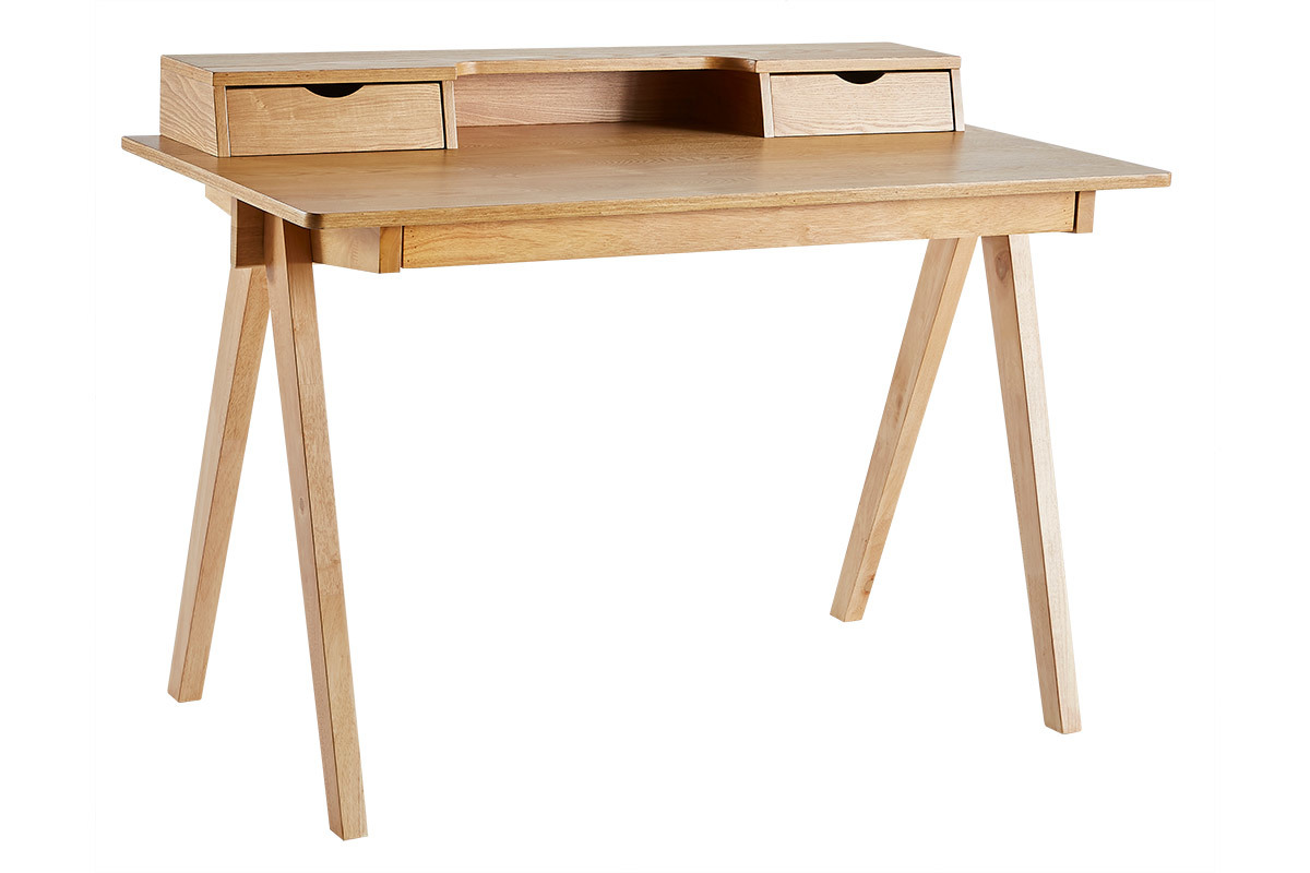 Escritorio con almacenaje de madera clara 120 cm PULITO