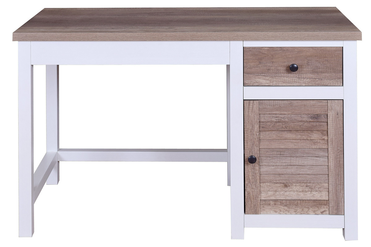 Escritorio con almacenaje madera y blanco PAGNOL