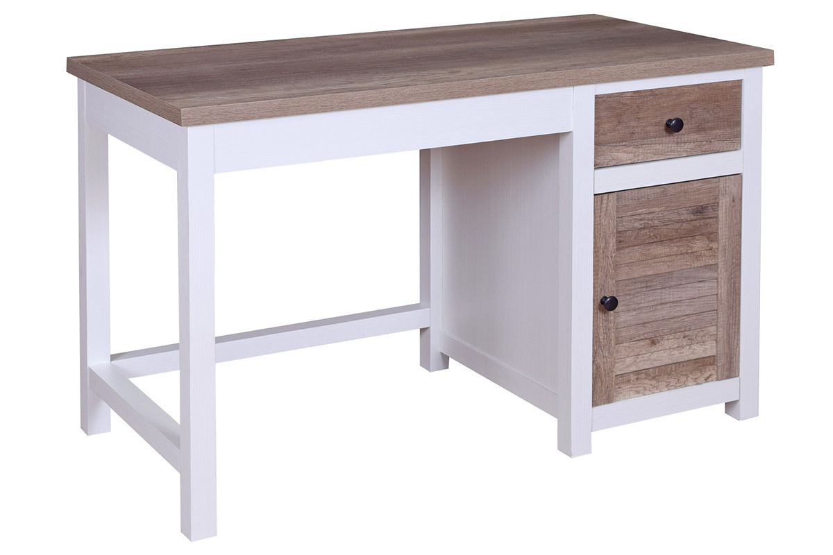 Escritorio con almacenaje madera y blanco PAGNOL