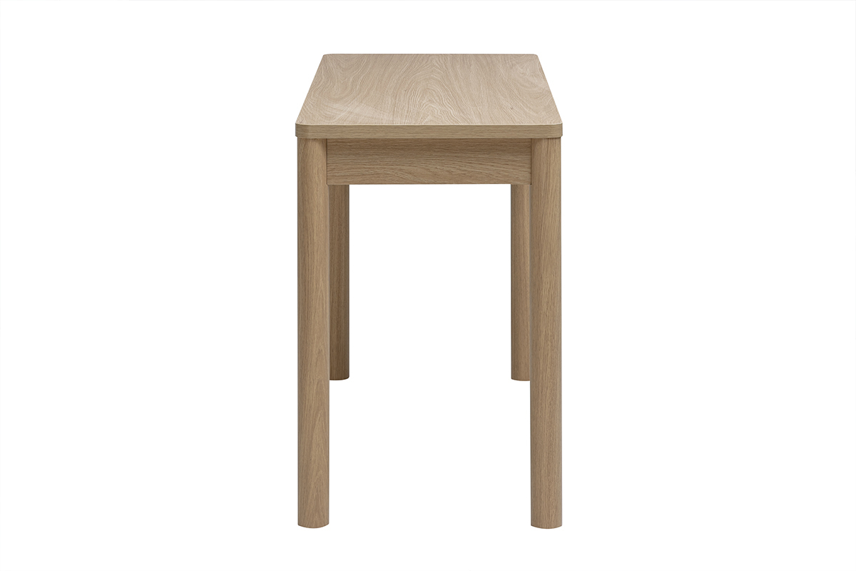 Escritorio con caj�n acabado en madera de roble claro, vista de perfil, dimensiones L120 cm.