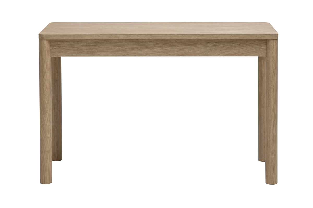 Escritorio IZZIE de madera clara con caj�n, vista trasera, dimensiones L120 cm.