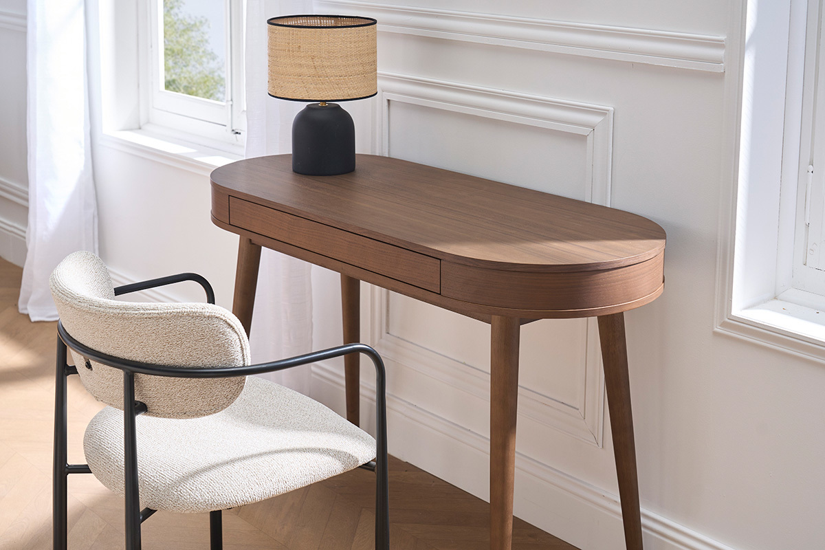 Escritorio con caj�n en madera oscura L120 cm JUDITH