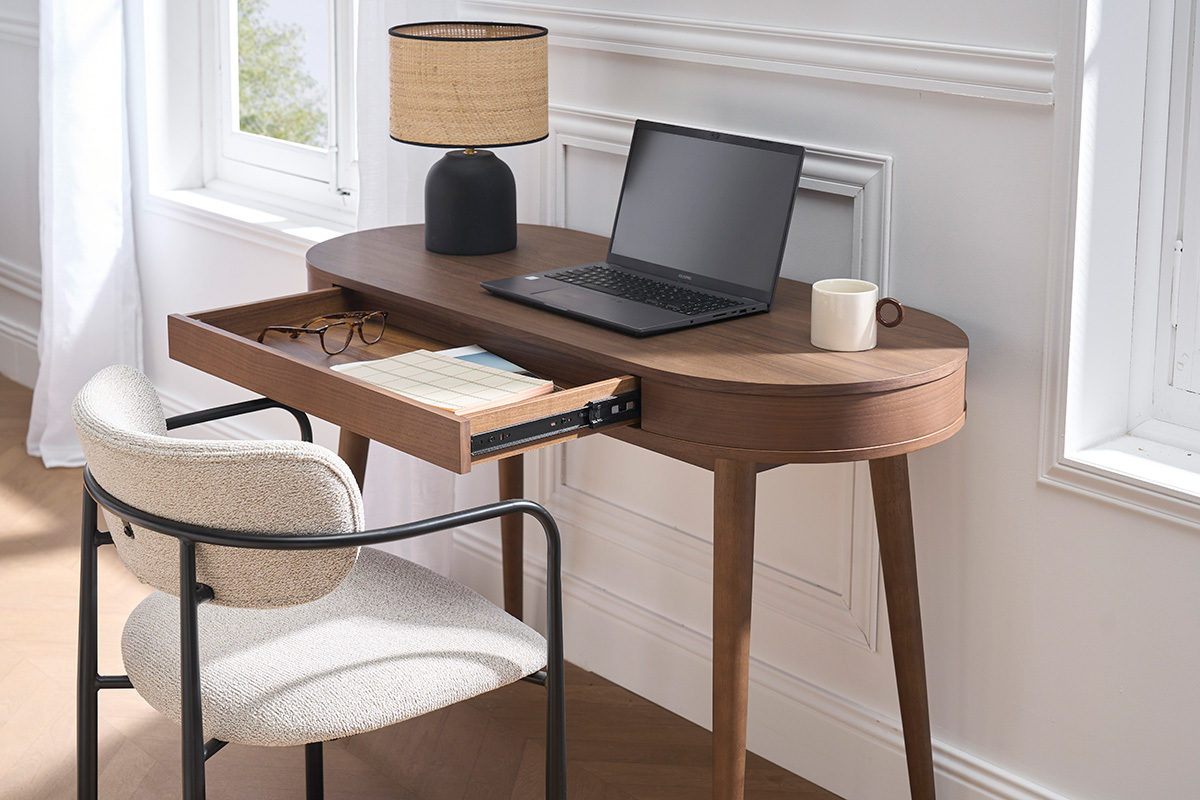 Escritorio con caj�n en madera oscura L120 cm JUDITH