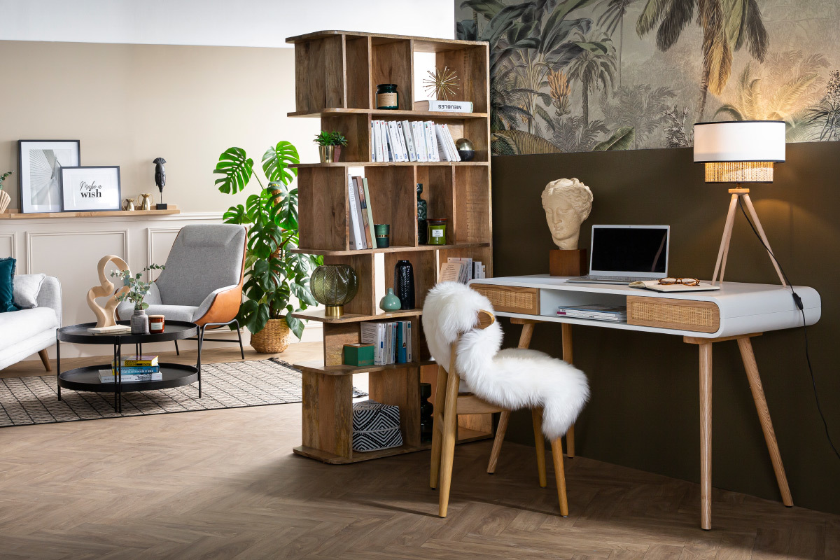 Escritorio con puertas correderas y rejilla L120 cm OLYMPE
