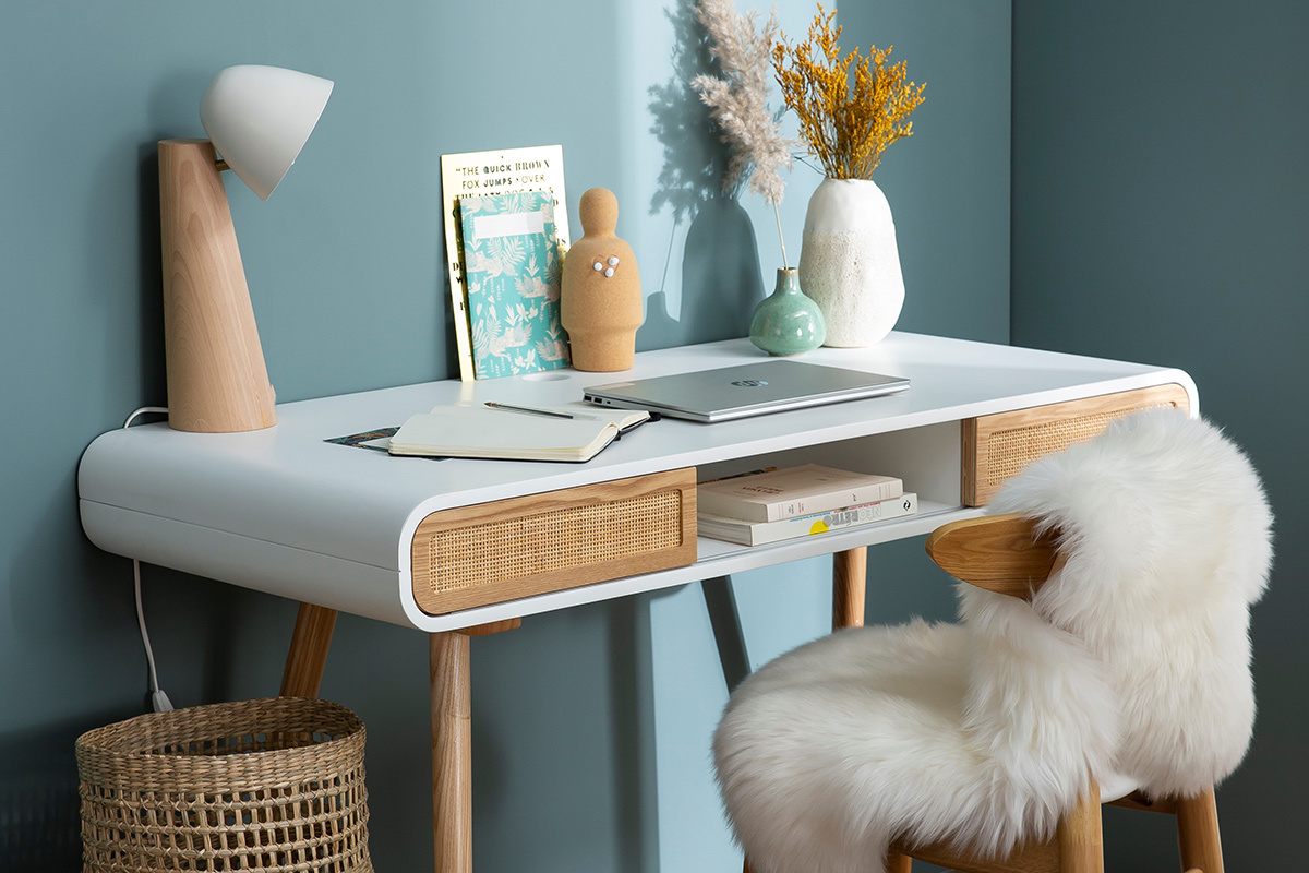 Escritorio con puertas correderas y rejilla L120 cm OLYMPE