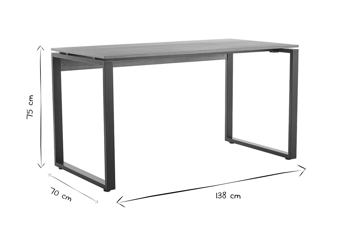 Escritorio con tablero de contrachapado de roble con patas de metal negro 138cm OPAL