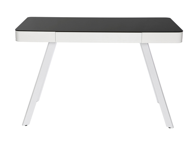 Escritorio conectado multimedia - Cristal negro y metal blanco CLEVER - Escritorio conectado multimedia - Cristal negro y metal blanco CLEVER