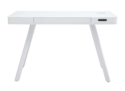 Escritorio conectado multimedia - Cristal y metal blanco CLEVER - Escritorio conectado multimedia - Cristal y metal blanco CLEVER