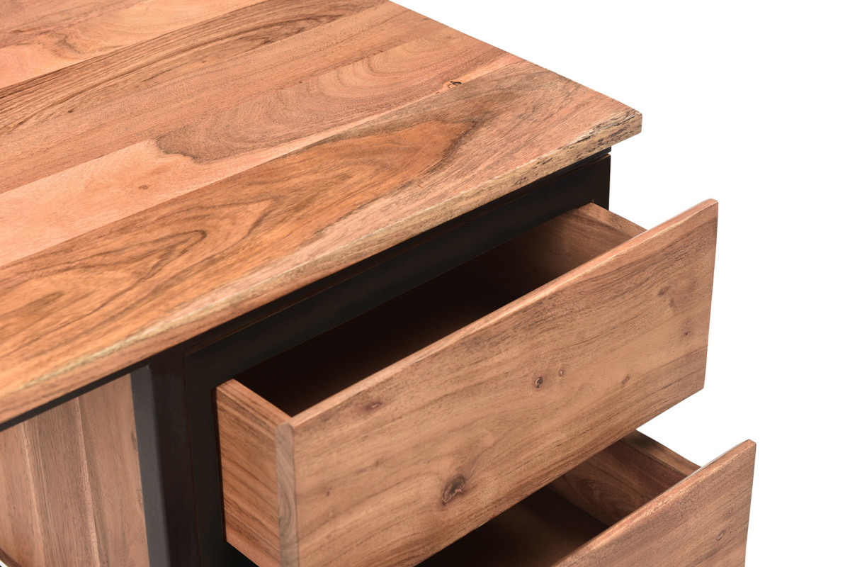 Escritorio de acacia maciza con cajones HOORN
