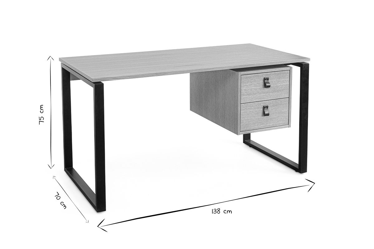 Escritorio de contrachapado de roble y metal negro con compartimento 138cm OPAL