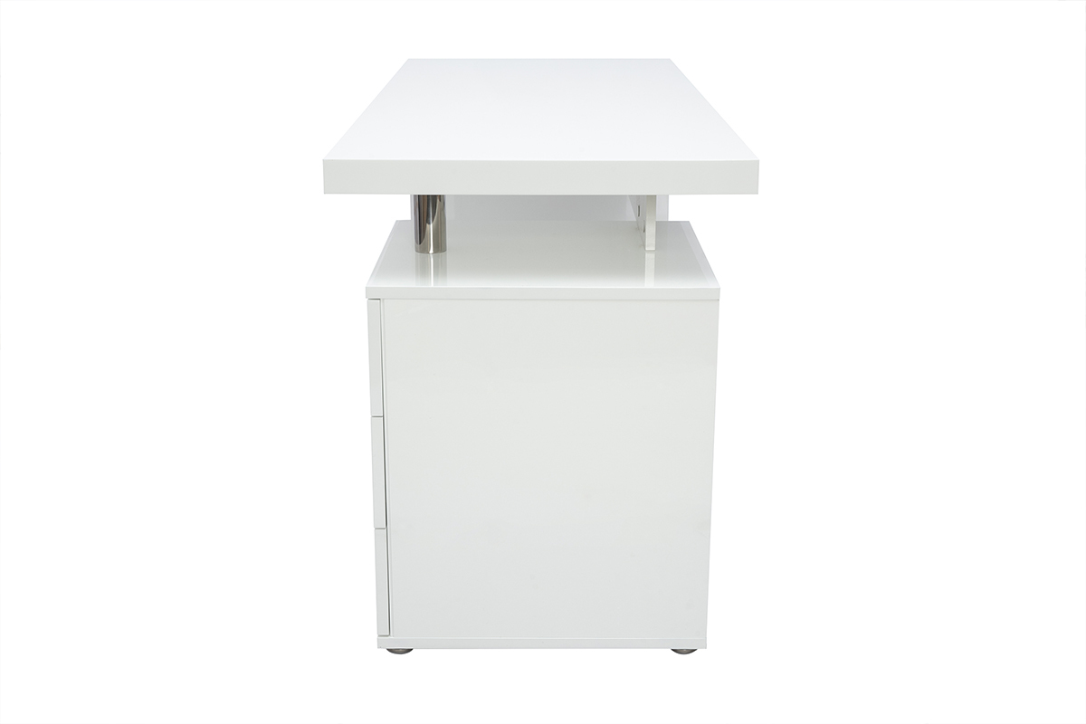 Escritorio de diseo 3 cajones lacado blanco CALIX