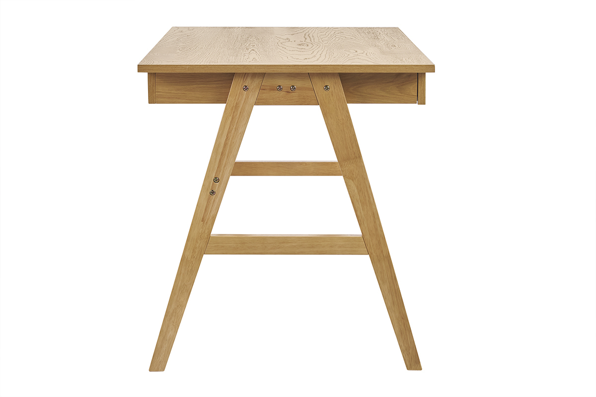 Escritorio de diseo con almacenamiento 2 cajones madera clara hevea L120 cm BROOK