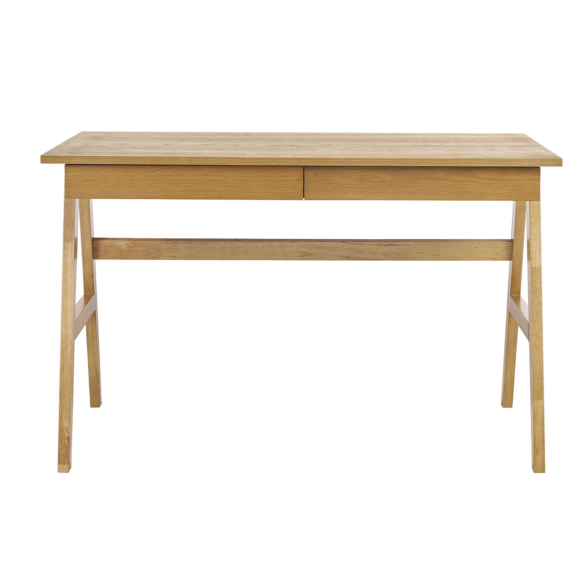 Escritorio de diseño con almacenamiento 2 cajones madera clara hevea L120 cm BROOK