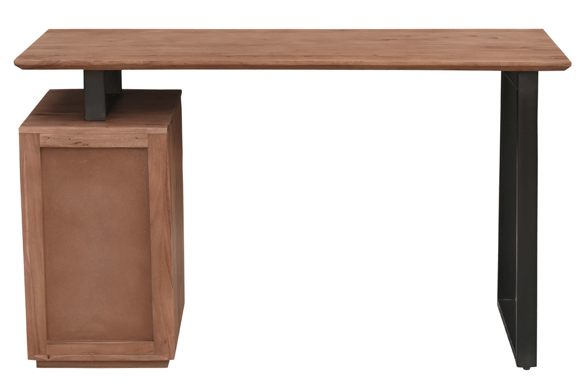Escritorio de madera de acacia maciza y metal negro 3cajones 130cm HORACE