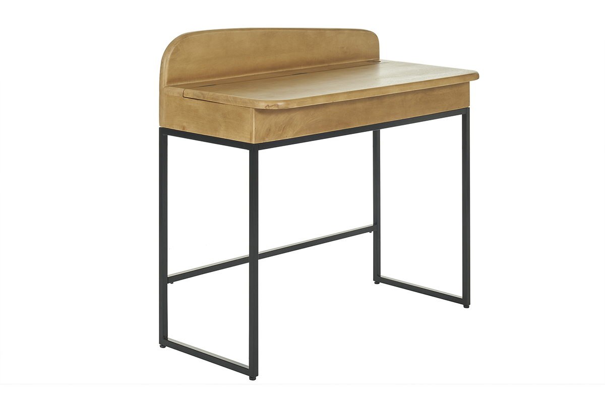 Escritorio de madera maciza de mango con almacenaje 100 cm SHIVA