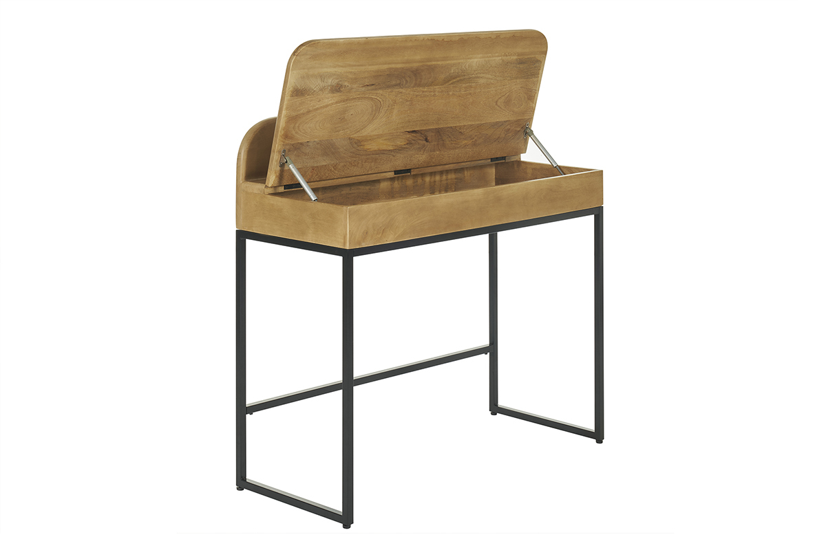 Escritorio de madera maciza de mango con almacenaje 100 cm SHIVA