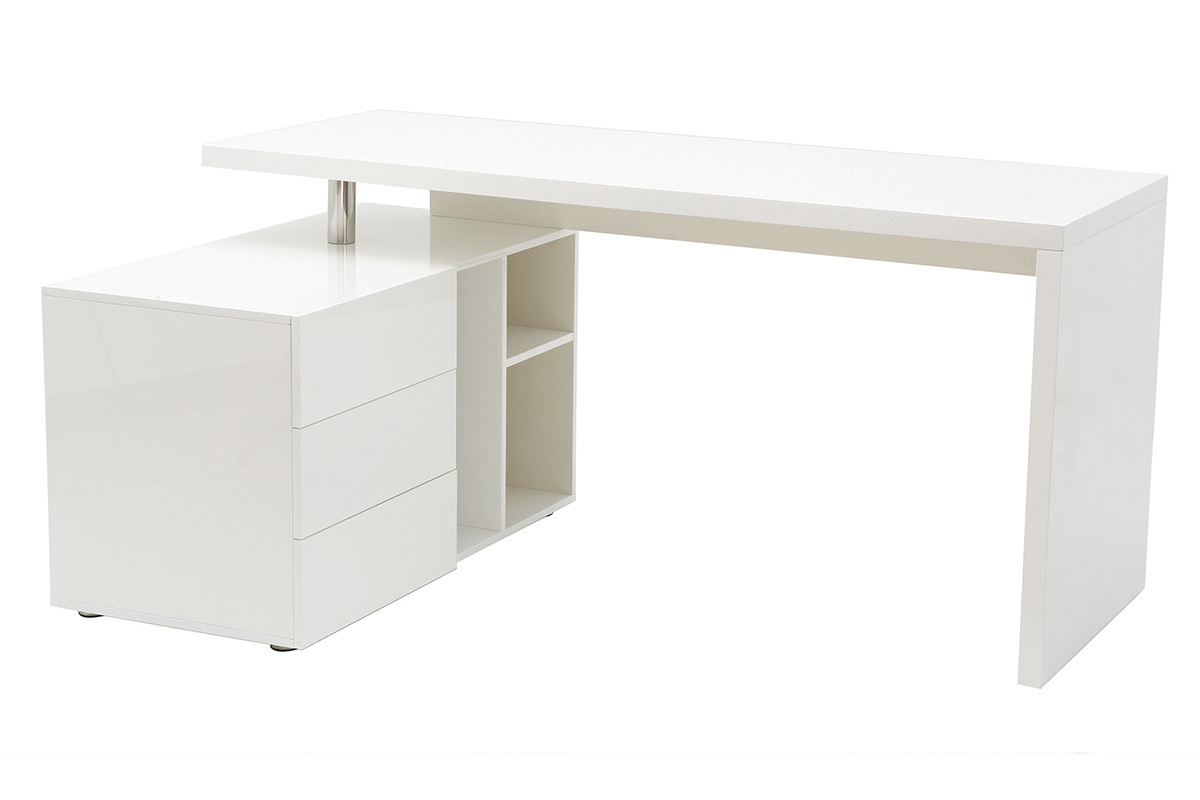 Escritorio diseo blanco lacado almacenaje lado izquierdo MAXI