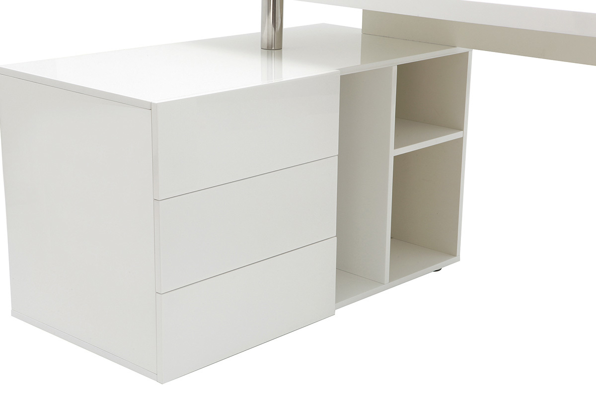 Escritorio diseo blanco lacado almacenaje lado izquierdo MAXI