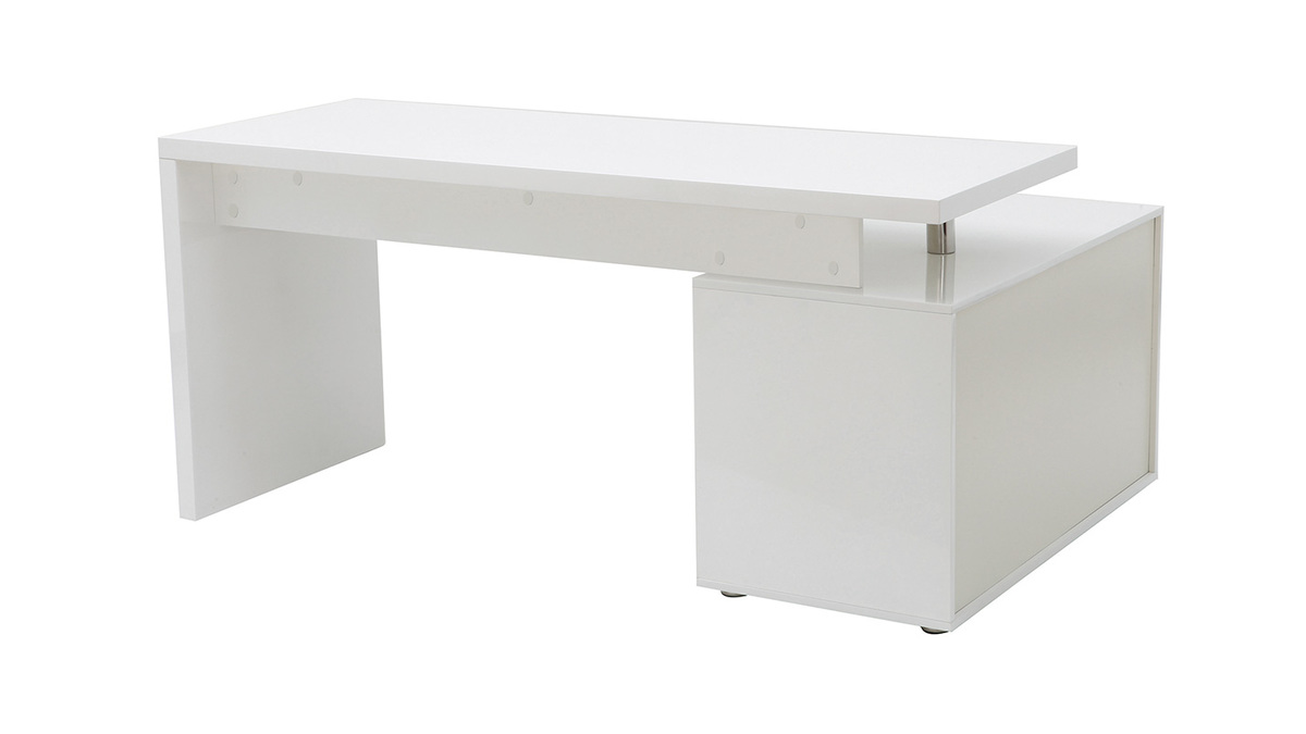 Escritorio diseo blanco lacado almacenaje lado izquierdo MAXI