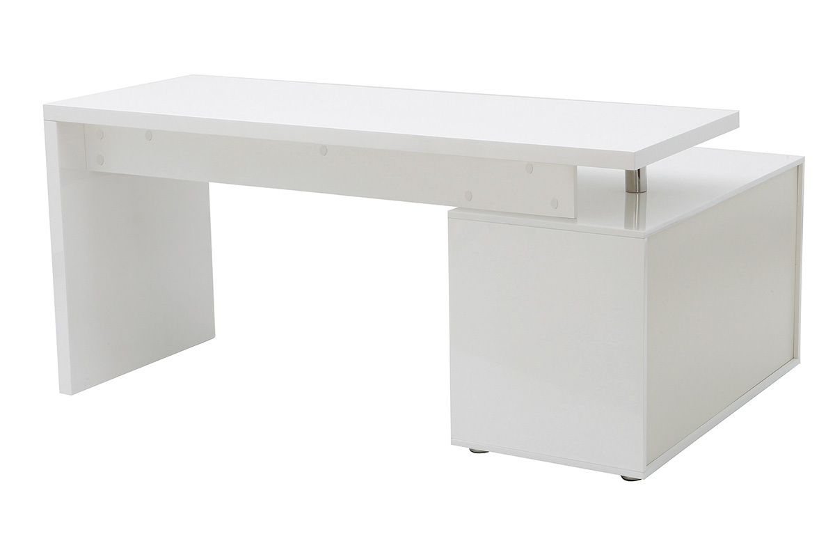 Escritorio diseo blanco lacado almacenaje lado izquierdo MAXI