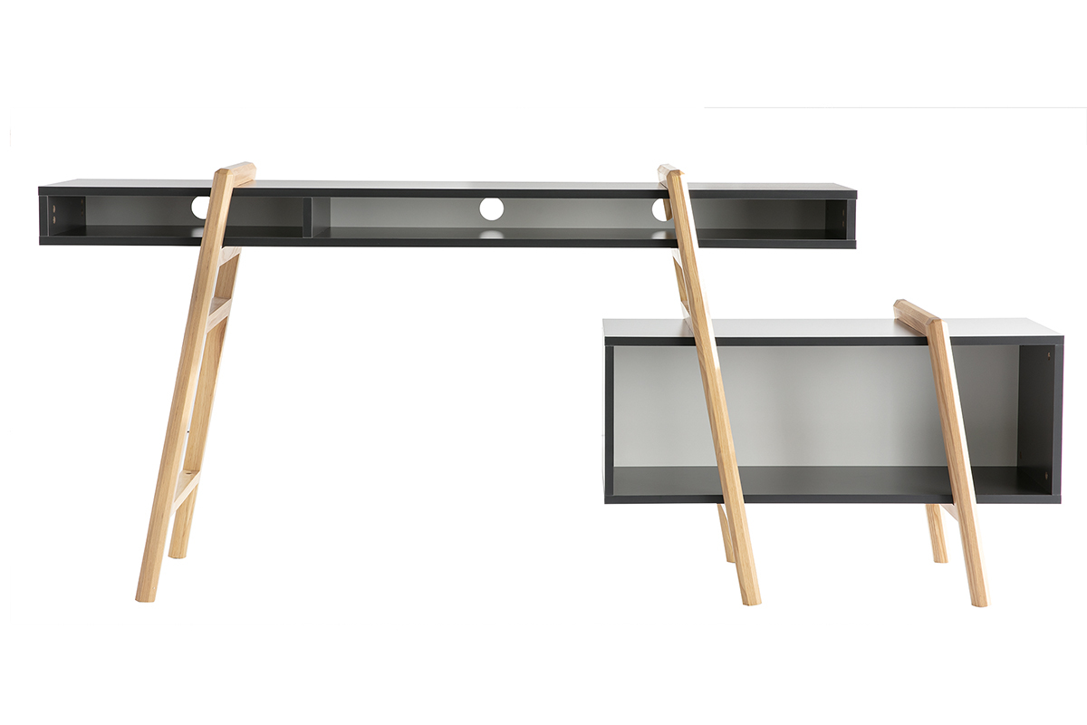 Escritorio diseo blancom gris y madera WOOD TANG composicin 3