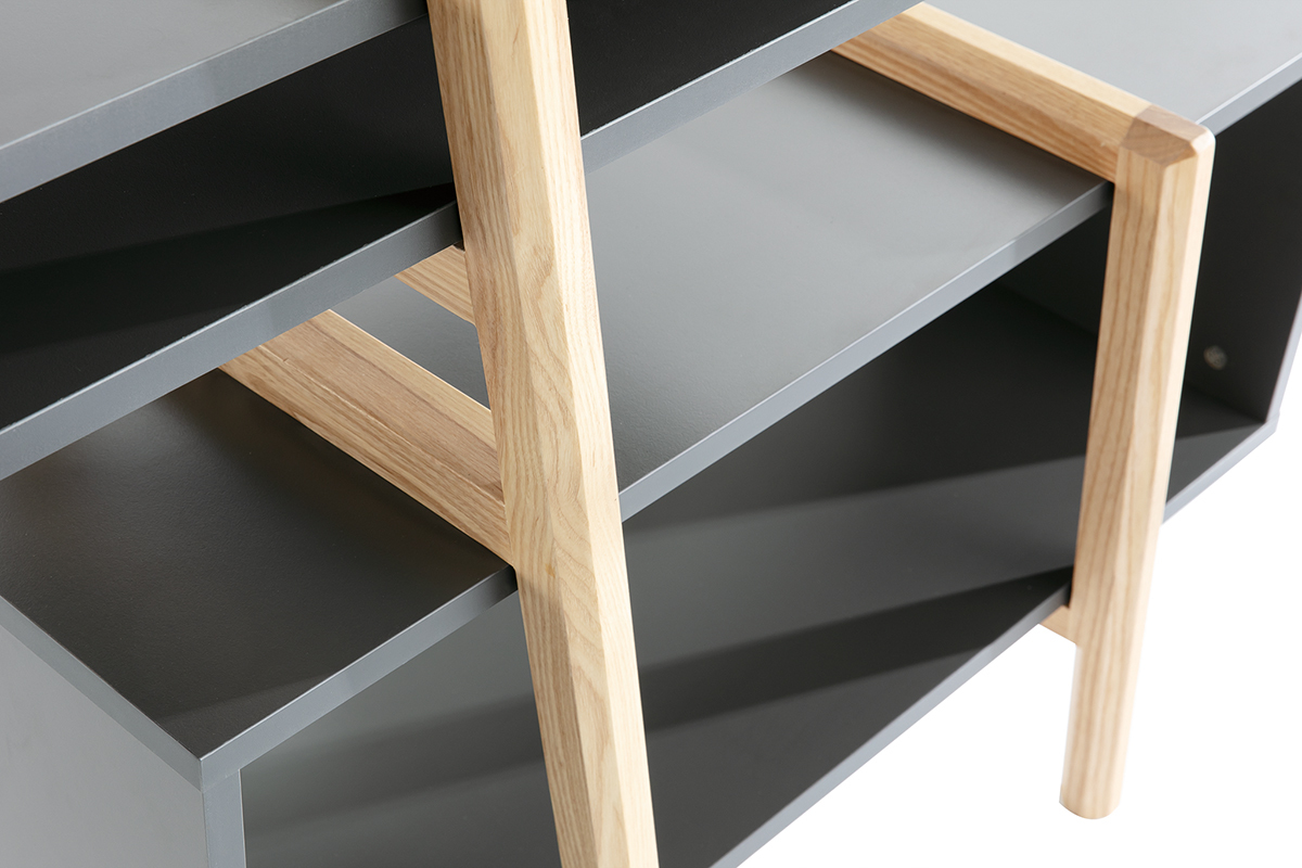 Escritorio diseo blancom gris y madera WOOD TANG composicin 3