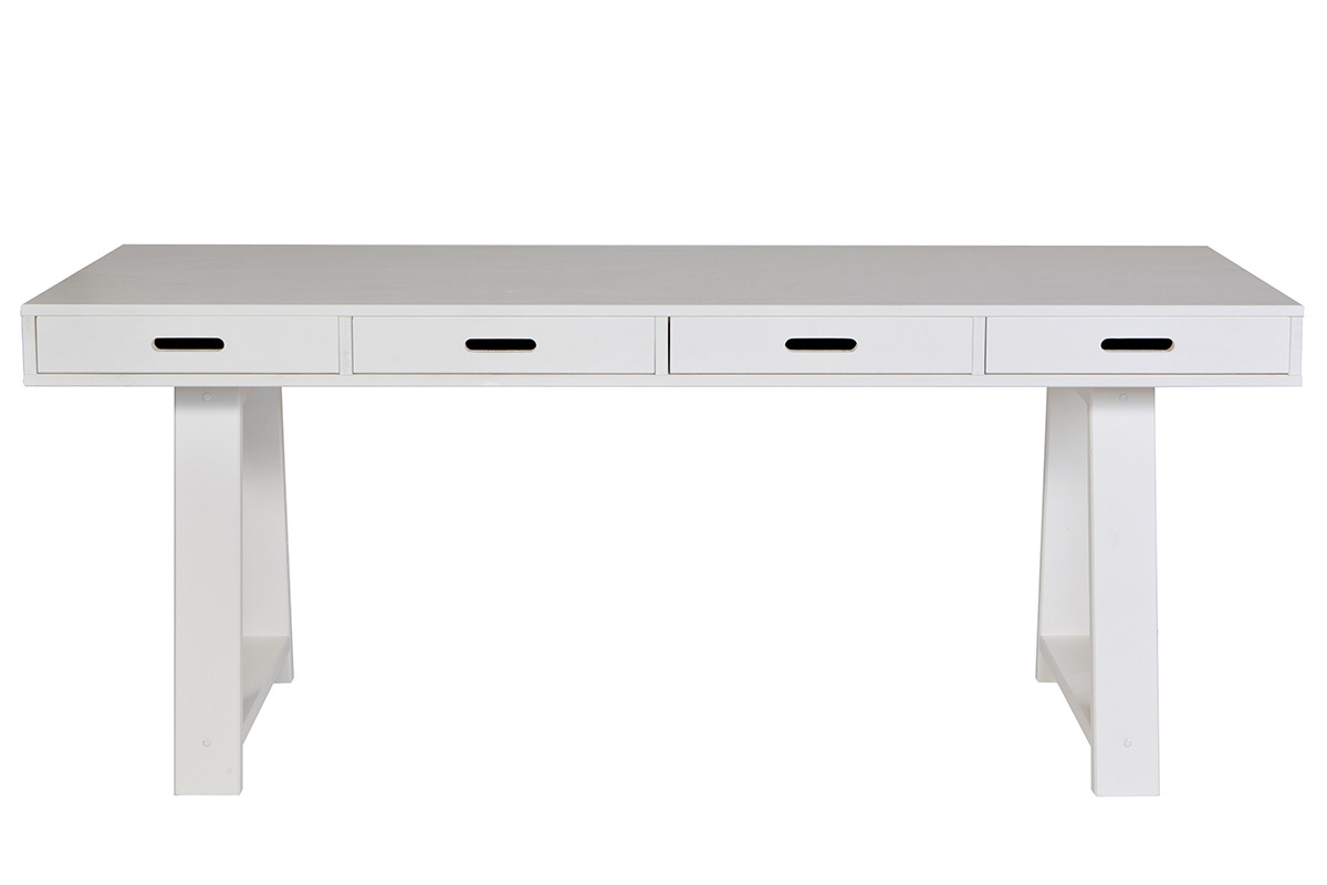 Escritorio diseo en madera blanco roto 4 cajones reversibles L178 ARCOS