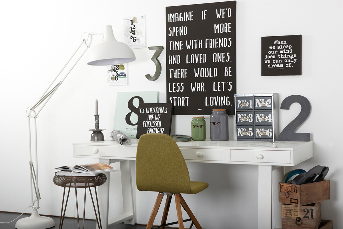 Escritorio diseo en madera blanco roto 4 cajones reversibles L178 ARCOS
