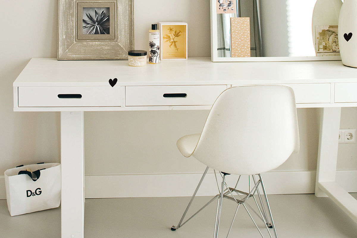 Escritorio diseo en madera blanco roto 4 cajones reversibles L178 ARCOS