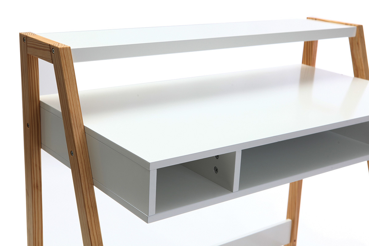 Escritorio diseo lacado blanco mate y madera STOKA
