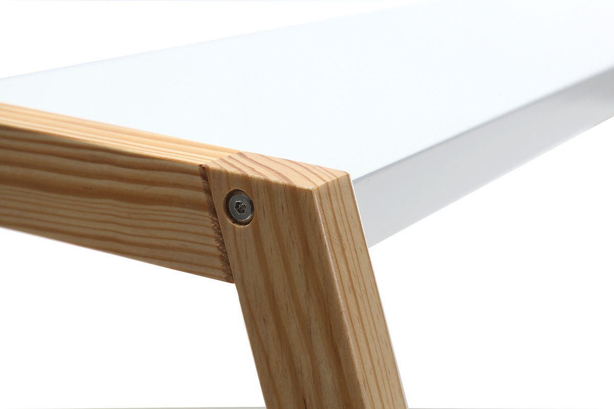 Escritorio diseo lacado blanco mate y madera STOKA