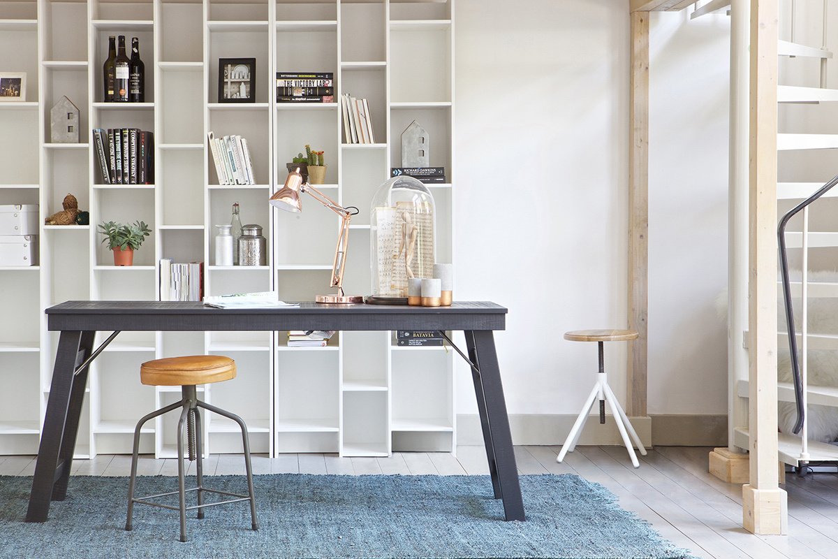 Escritorio dise�o madera bruta negro L174 STUDY