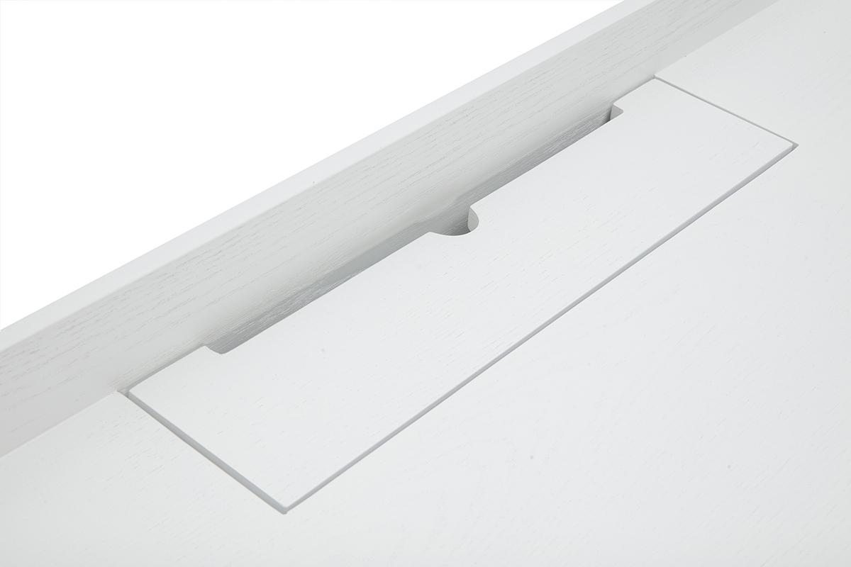Escritorio escandinavo blanco y madera clara con almacenamiento 2 cajones L100 cm HALLEN