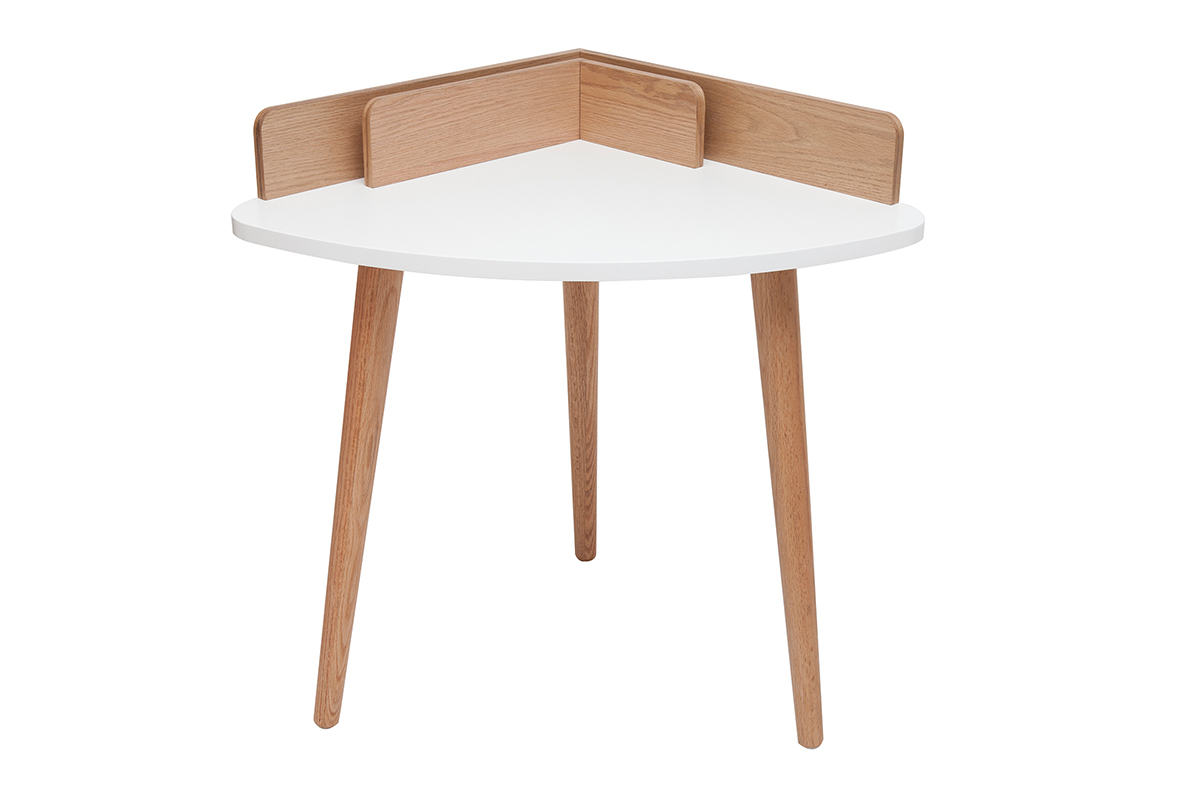 Escritorio esquinero nrdico de madera y blanco TOGARY