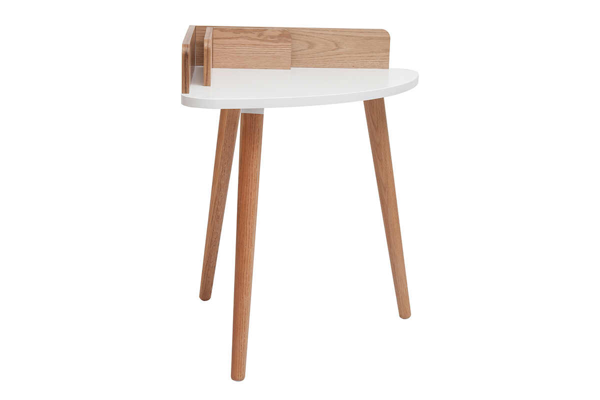 Escritorio esquinero nrdico de madera y blanco TOGARY