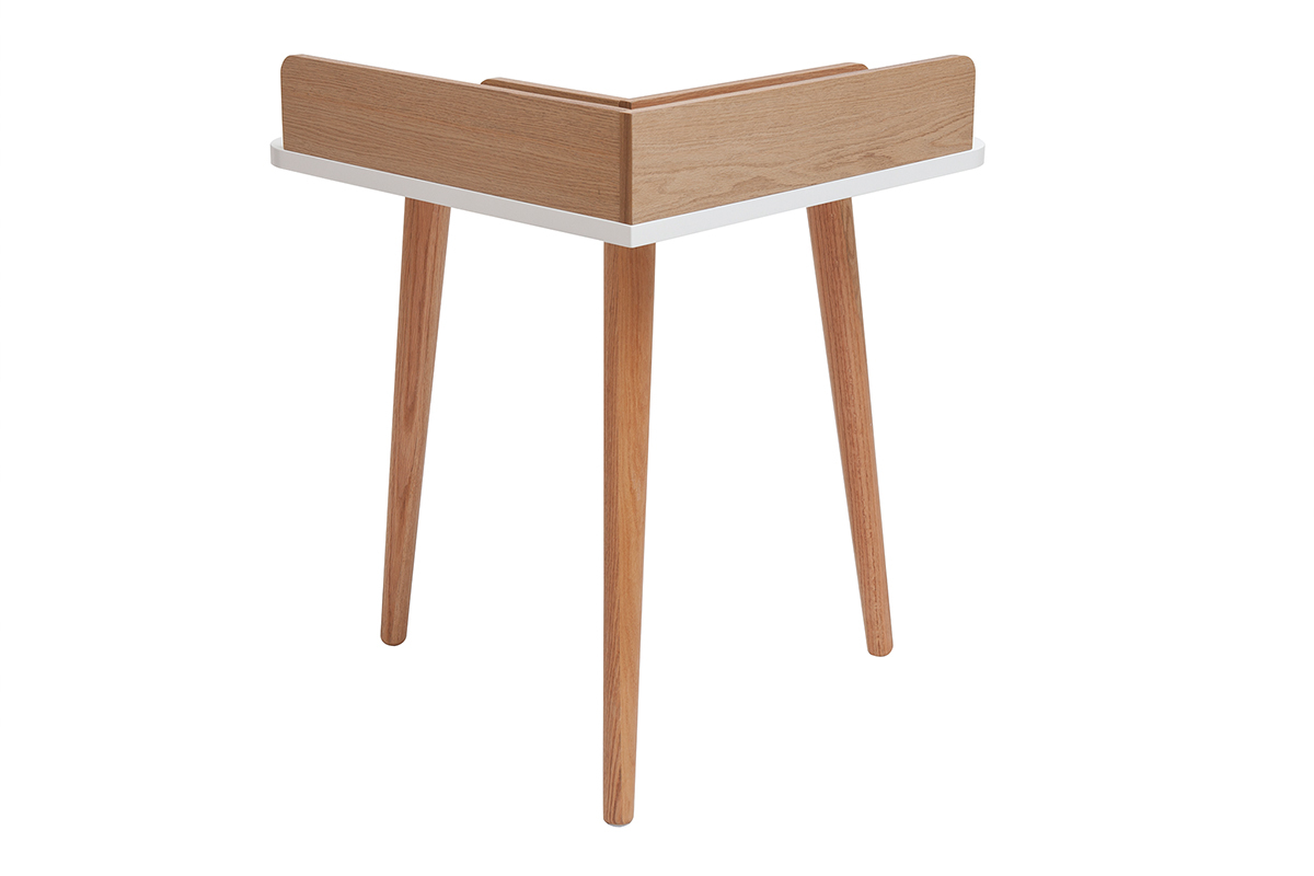 Escritorio esquinero nrdico de madera y blanco TOGARY