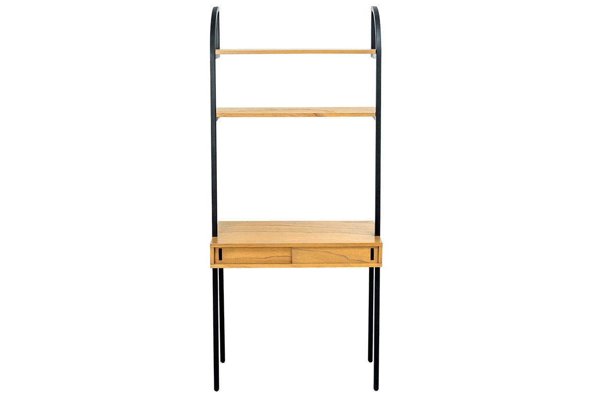 Escritorio - estantera madera y metal negro MARLEE 