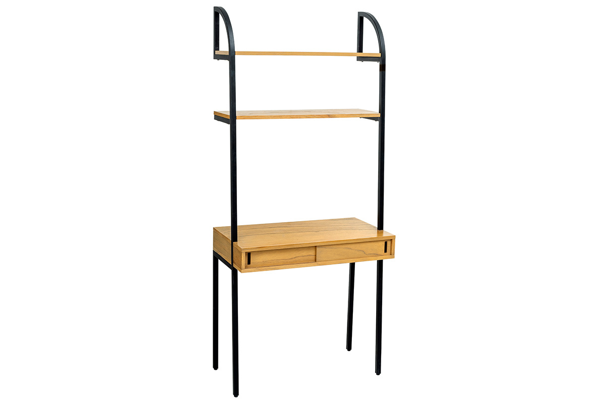 Escritorio - estantera madera y metal negro MARLEE 