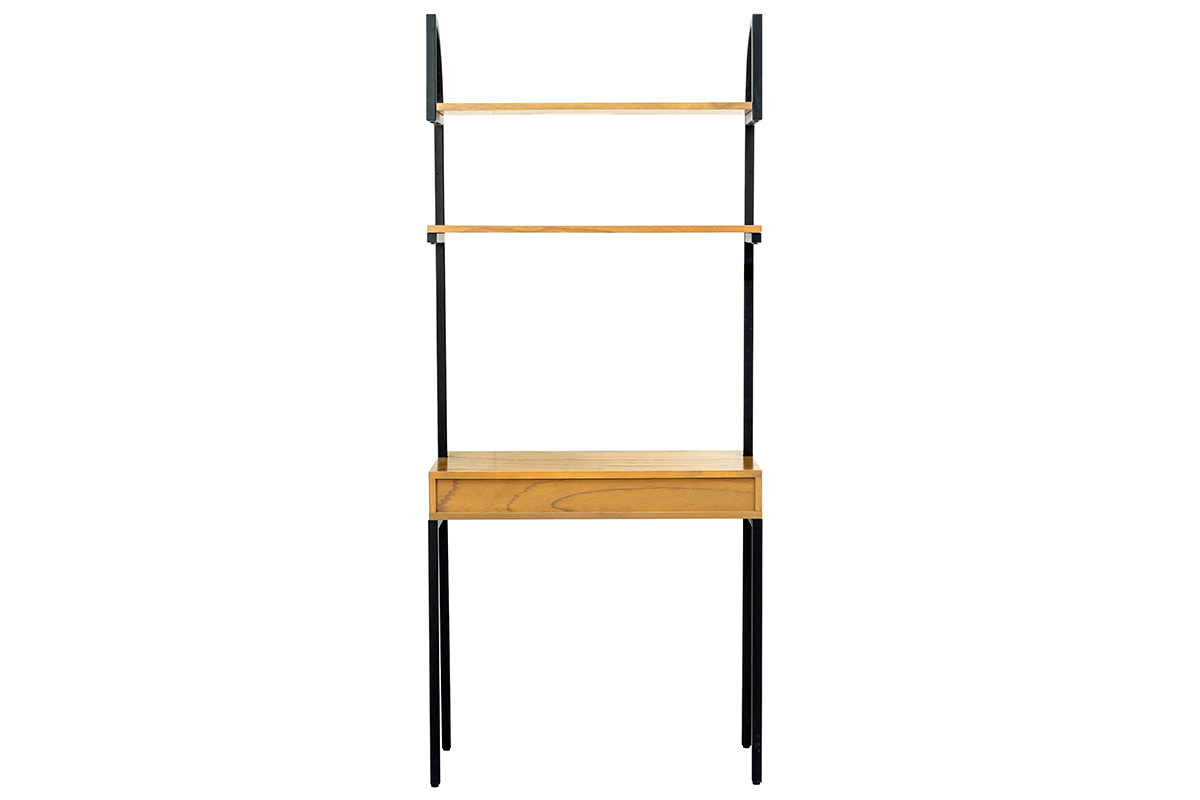 Escritorio - estantera madera y metal negro MARLEE 