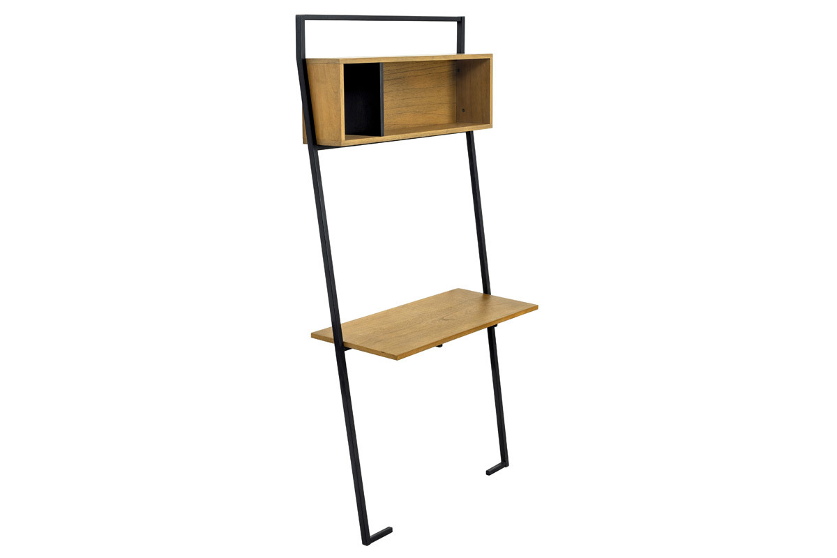 Escritorio - estantera madera y metal negro SERAH