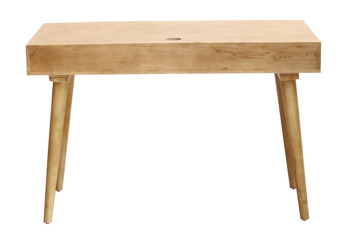 Escritorio étnico de madera maciza de mango tallada con 2 cajones KAFFIR