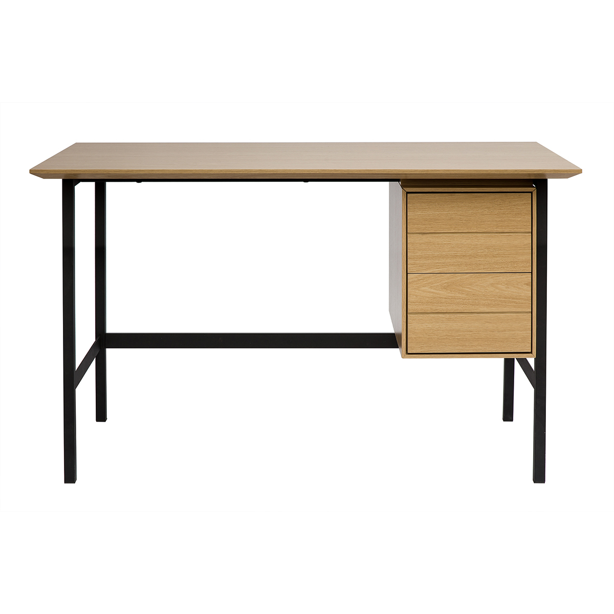 Escritorio industrial acabado en madera de roble y metal negro con 2 cajones L120 cm MAXENCE