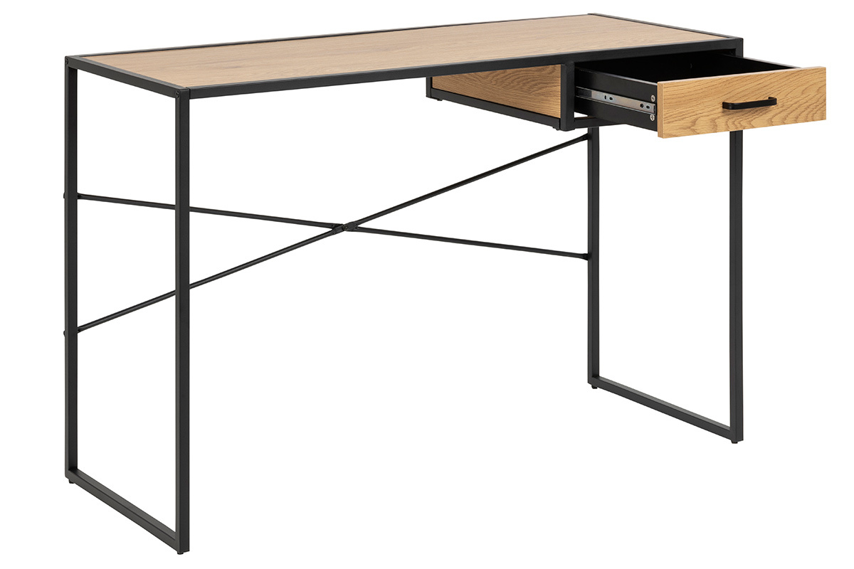Escritorio industrial metal negro y madera TRESCA
