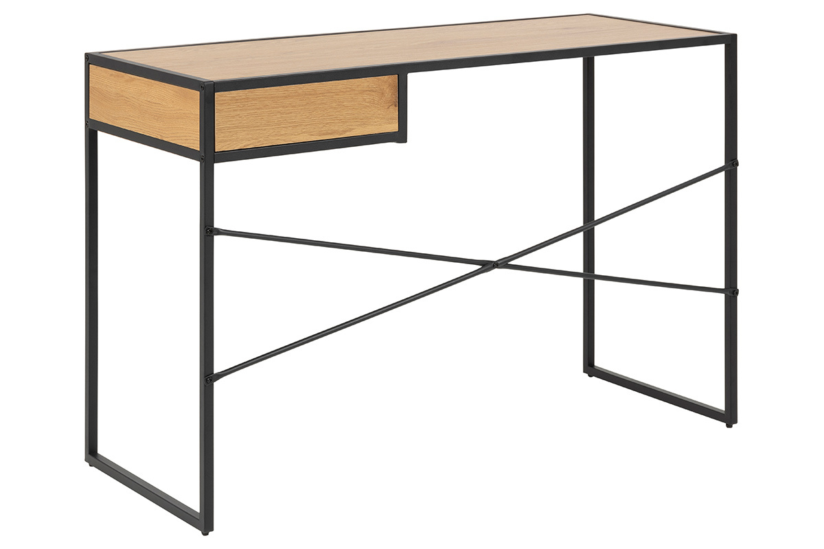 Escritorio industrial metal negro y madera TRESCA